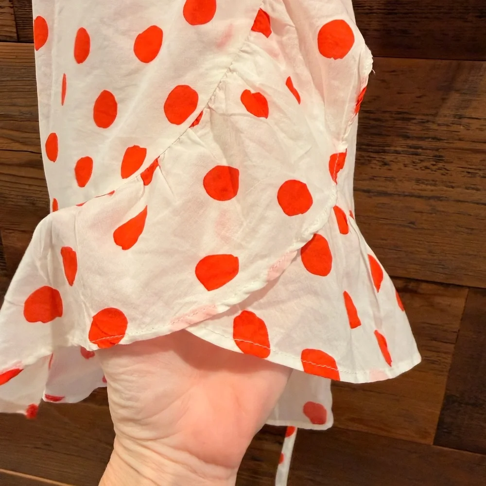 Polka Dot Ruffle Wrap Dress - Picture 8 of 15